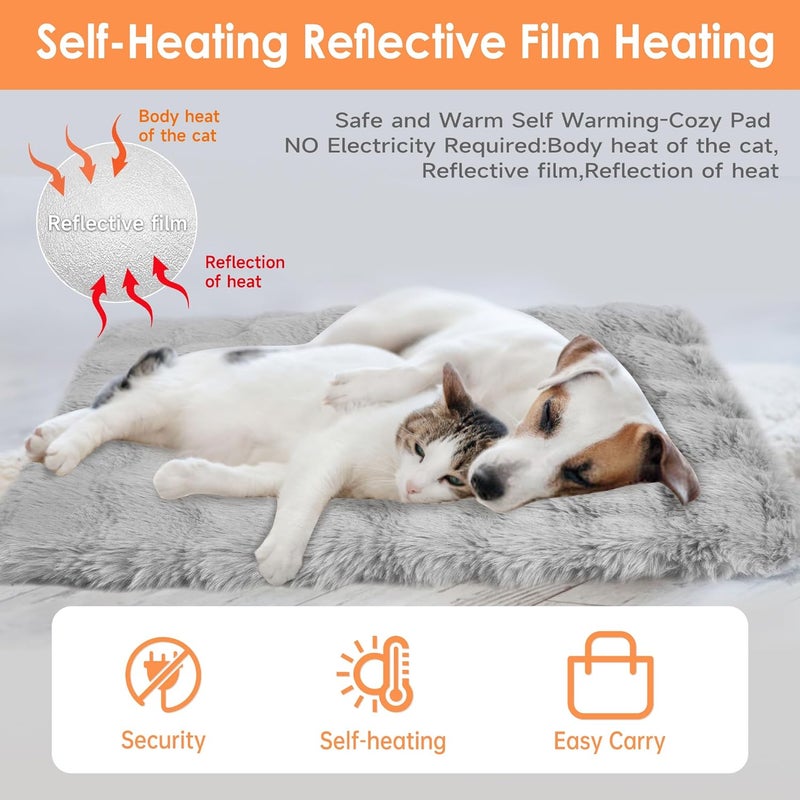 ZINGTERRA Self Warming Cat Bed,Self Heating Cat Dog Mat,Soft Extra Warm Thermal Pet Pad for Indoor Outdoor, Washable Cover Non-Slip Bottom Dog Thermal Blanket (23.7" x 17.8") - Image 2
